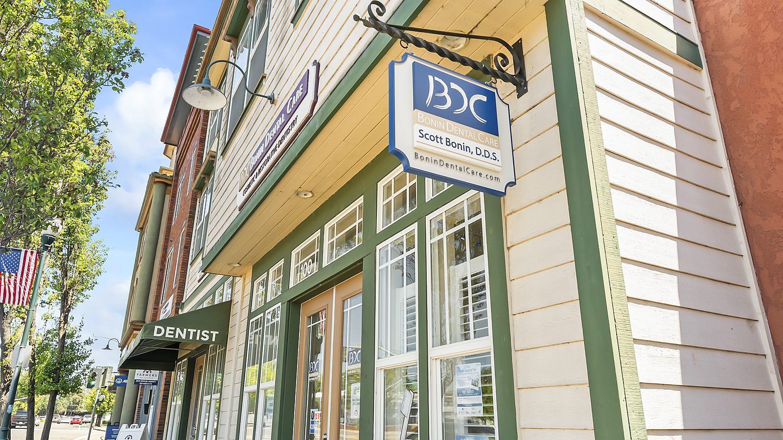 Bonin Dental Care hanging sign in Old Downtown Windsor