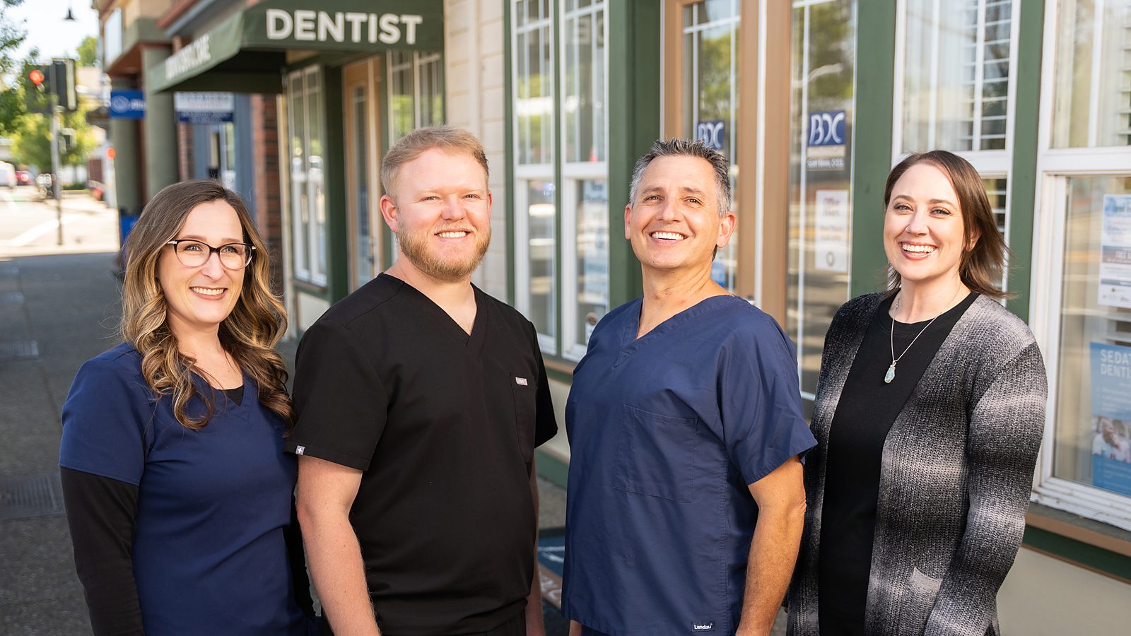 Dr. Scott Bonin and the Bonin Dental Care team outside the Windsor office
