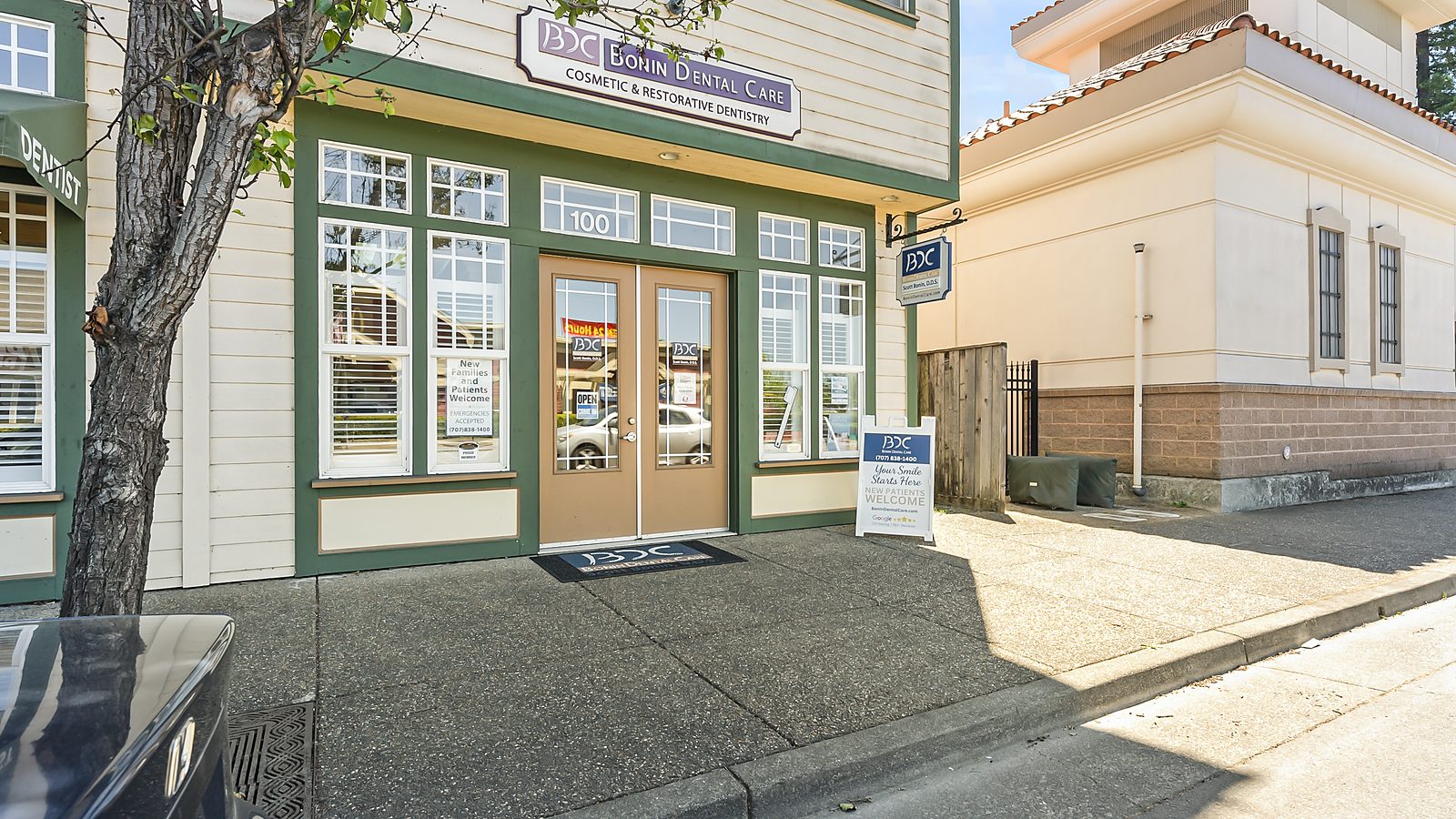 Bonin Dental Care office entrance in Windsor, CA