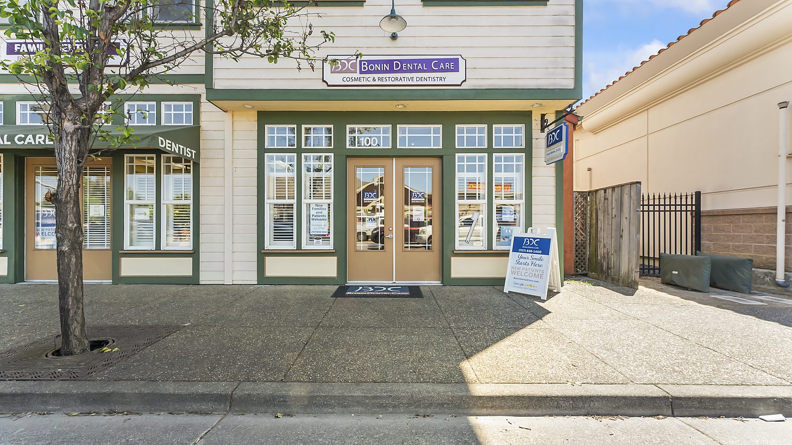 Bonin Dental Care storefront on the street in Old Downtown Windsor