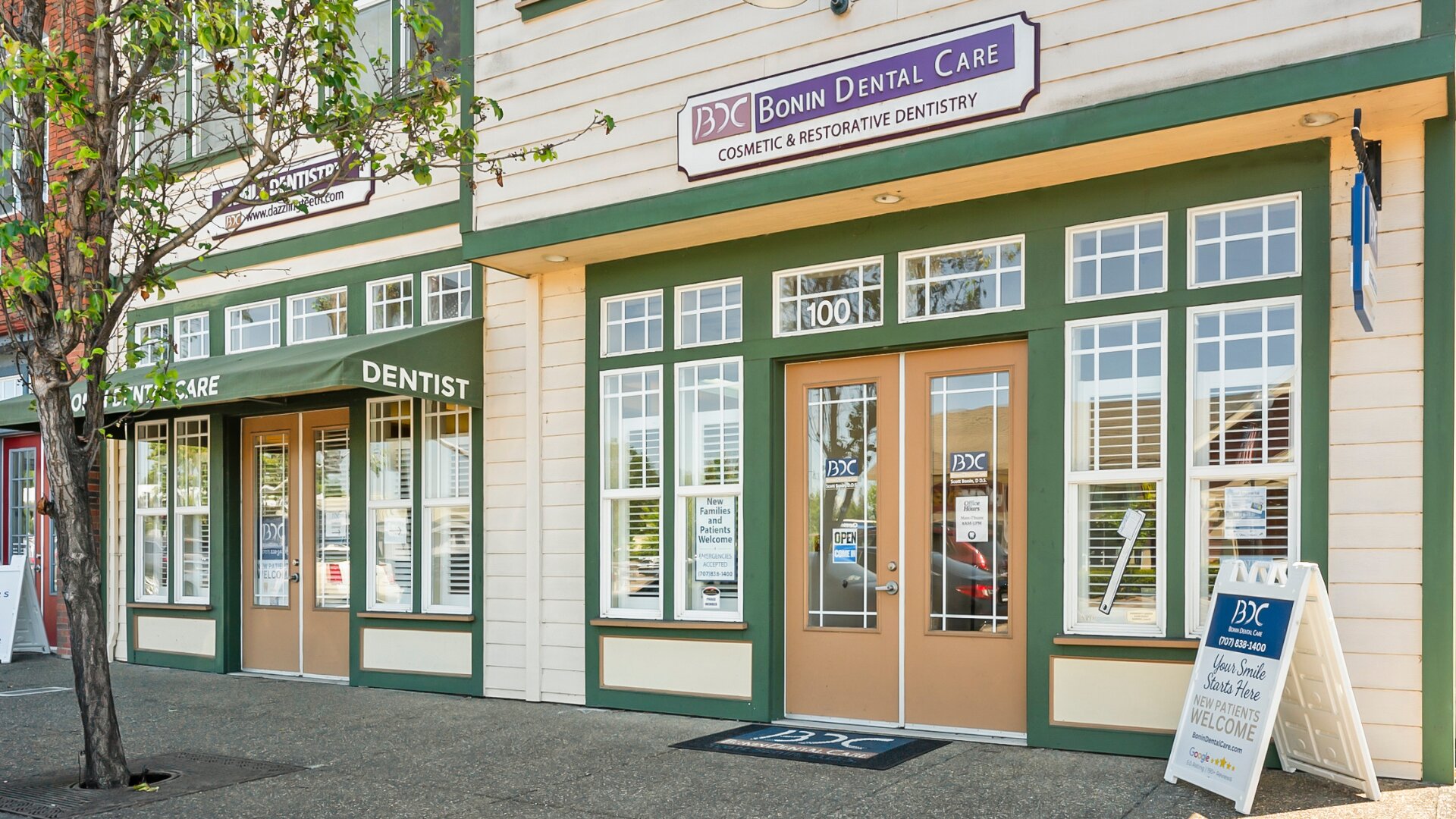 Storefront exterior of Bonin Dental Care, a cosmetic and family dental office in Windsor, CA
